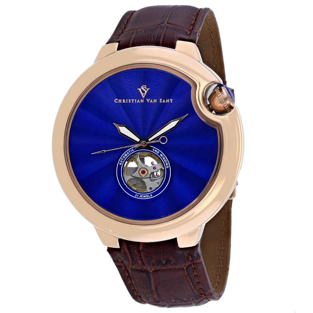 Christian Van Sant Men's Propeller Silver Dial Watch Blue