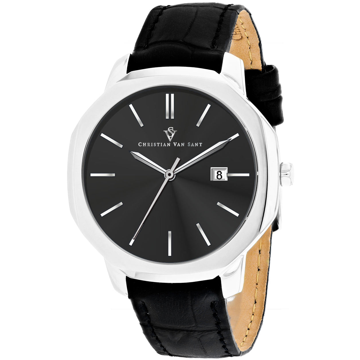 Christian Van Sant Men's Octavius Slim Black Dial Watch - CV0530 Black