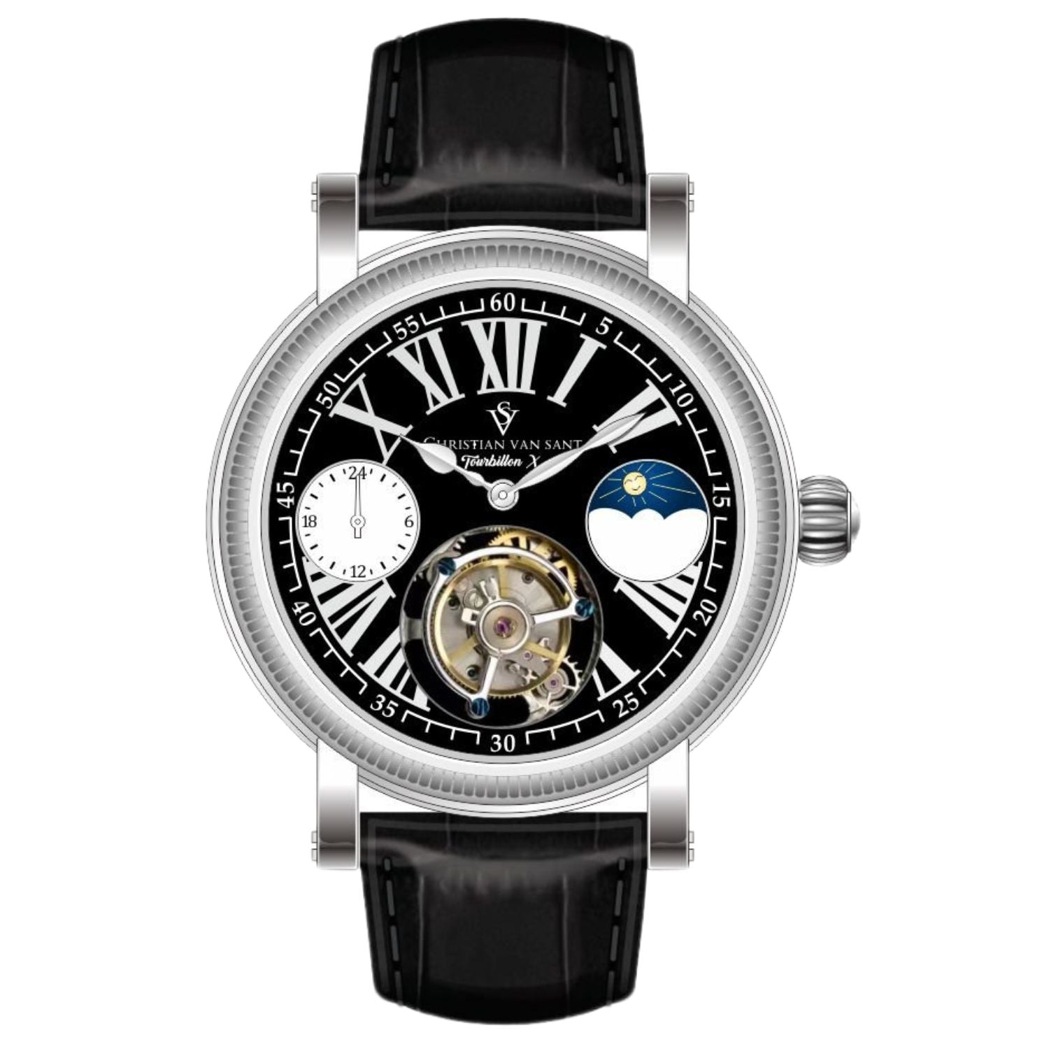 Christian Van Sant Christian Van Sant Men's Tourbillon X Limited Edition Black Dial Watch - CV0998