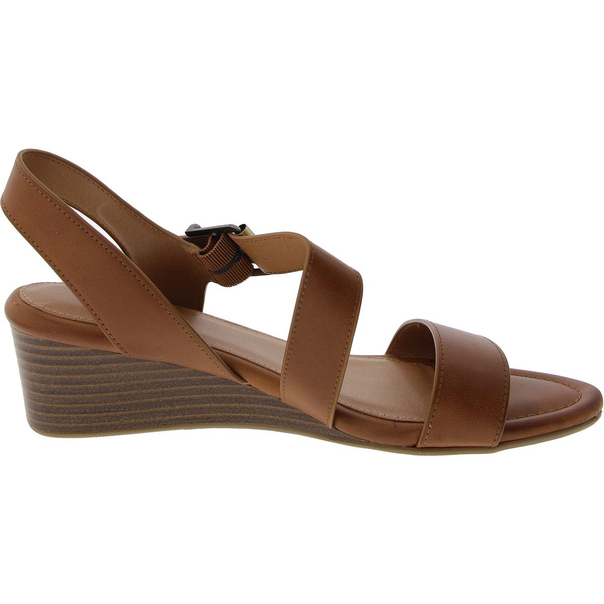 BRUX Womens Cushioned Footbed Faux Leather Wedge Sandals