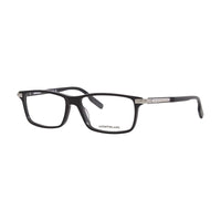 Montblanc Eyeglasses Rectangle Full Rim, Black/Silver Frame and Clear Demo Lenses Lens MB0217O001