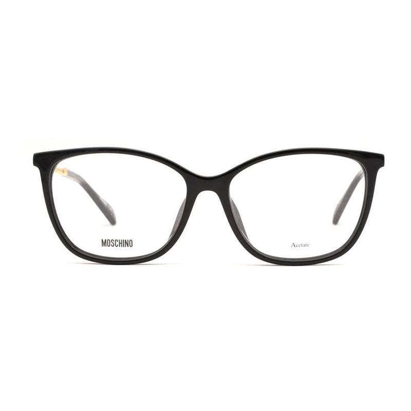Moschino Eyeglasses Cat Eye Full Rim, Black/Gold Frame and Clear Demo Lenses Lens MOS616/F080700