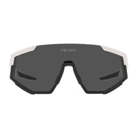 Prada Sport Sunglasses Shield Rimless, Black Rubber Frame and Dark Grey Lens PS04WSFDG006F