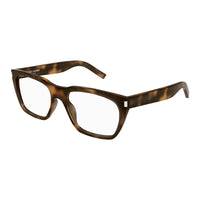 Saint Laurent Eyeglasses Rectangle Full Rim, Havana Frame and Clear Demo Lenses Lens SL598OPT003