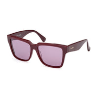 Max Mara Max Mara Sunglasses Square Full Rim, Shiny Bordeaux Frame and Violet Lens MM007869Y