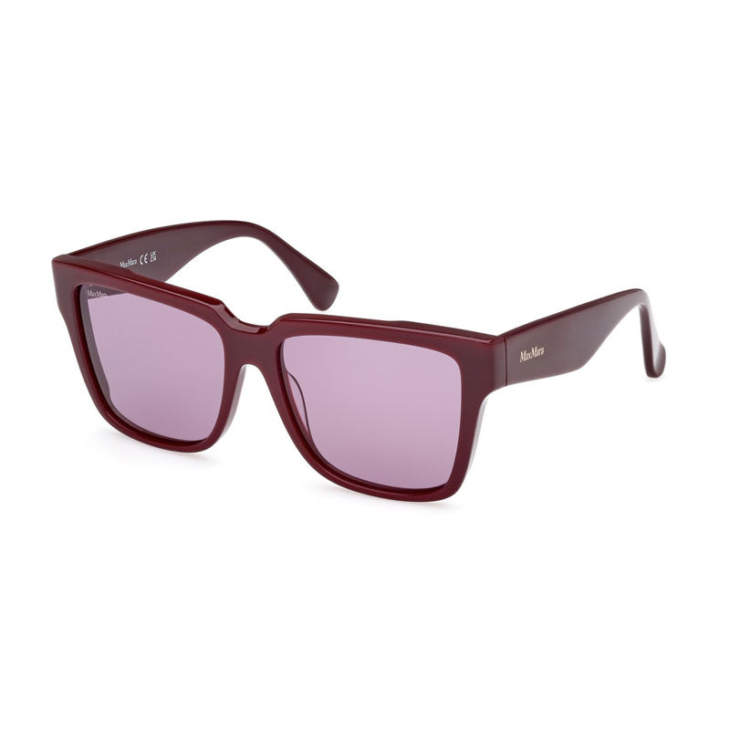 Max Mara Max Mara Sunglasses Square Full Rim, Shiny Bordeaux Frame and Violet Lens MM007869Y