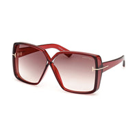 Tom Ford Sunglasses Geometric Full Rim, Shiny Red Frame and Brown Gradient Lens FT111766G