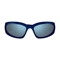 Balenciaga Sunglasses Geometric Full Rim, Blue Frame and Blue Mirror Lens BB0157S009