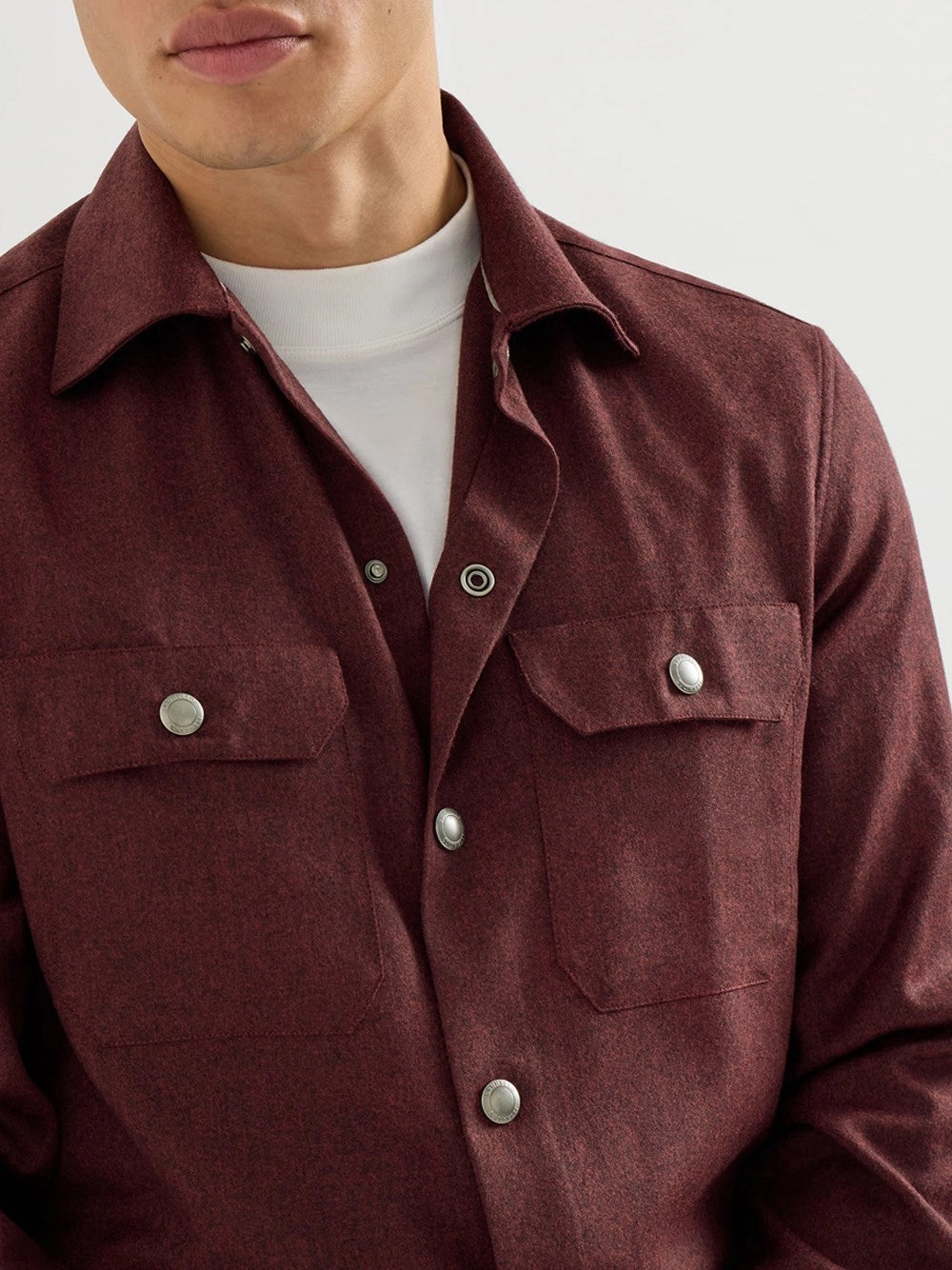 Brunello Cucinelli Men Virgin Wool Flannel Overshirt