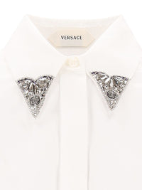 Versace Women Cotton Poplin Shirt With Embroidered Collar