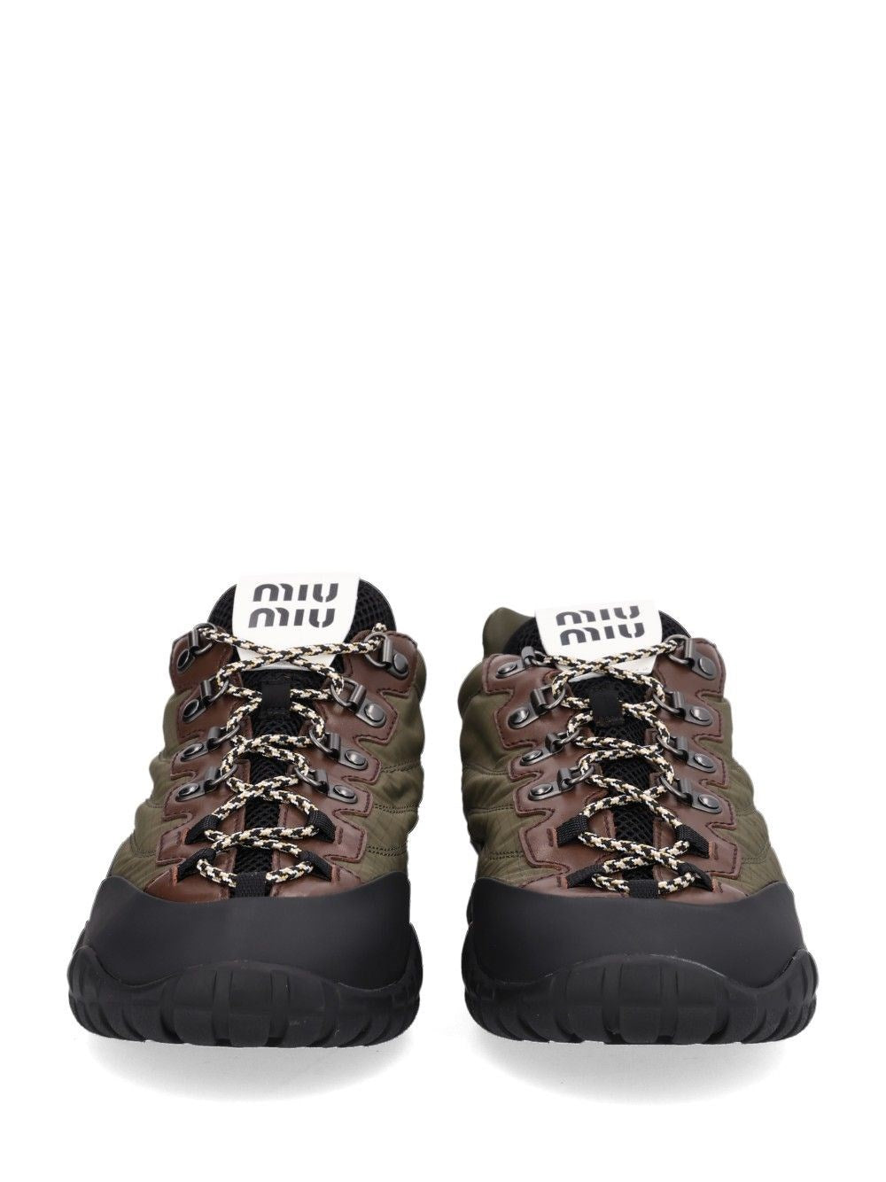 Miu Miu Women "Tyre" Sneakers In Technical Fabric And Leather