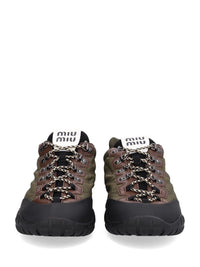 Miu Miu Women "Tyre" Sneakers In Technical Fabric And Leather