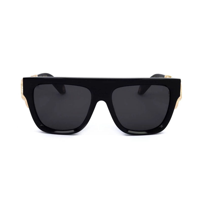 Roberto Cavalli Roberto Cavalli Sunglasses Aviator Full Rim, Shiny Black/Gold Frame and Grey Lens SRC014M0700