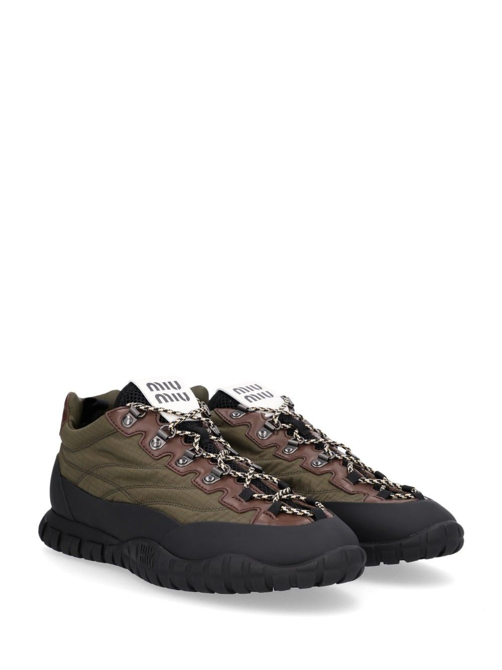 Miu Miu Women "Tyre" Sneakers In Technical Fabric And Leather
