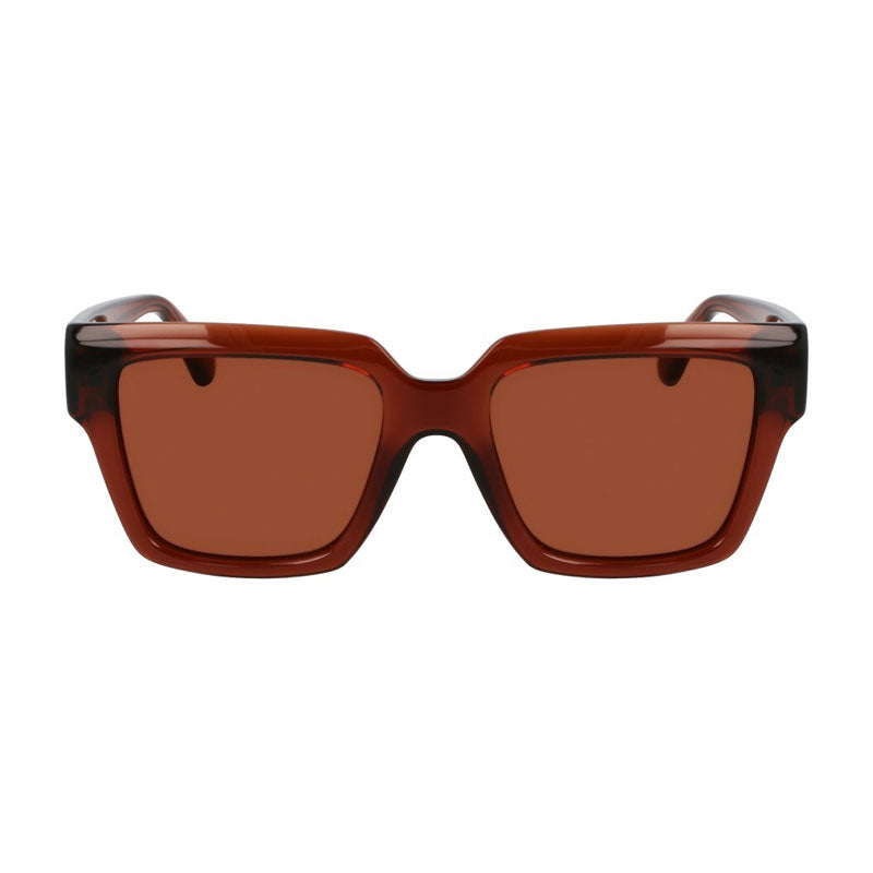 Salvatore Ferragamo Sunglasses Square Full Rim, Transparent Brown Frame and Brown Lens SF2014S232