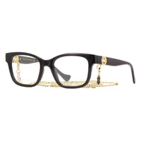 Gucci Eyeglasses Square Full Rim, Black Gold Frame and Clear Demo Lenses Lens GG1025O003
