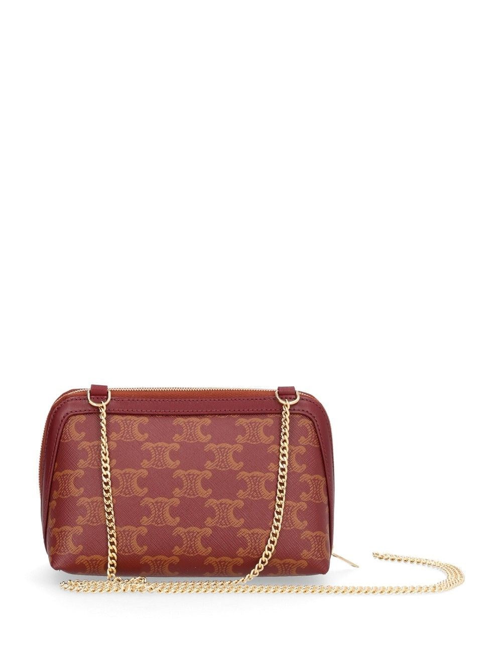 Celine Women "Triomphe" Coated Canvas Clutch On Chain