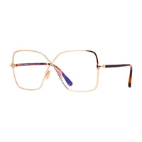 Tom Ford Eyeglasses Square Full Rim, Shiny Palladium Frame and Clear Blue Light Block Lens FT5841-B016