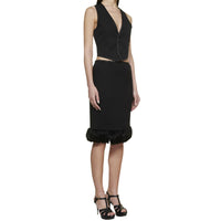 Saint Laurent Saint Laurent Feathers Trim Silk Skirt Women
