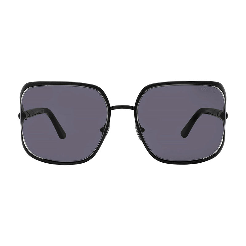 Tom Ford Sunglasses Square Semi Rim, Shiny Black Frame and Smoke Lens FT109201A