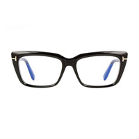 Tom Ford Eyeglasses Square Full Rim, Shiny Black Frame and Clear Blue Light Block Lens FT5894-B001