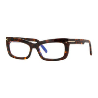 Tom Ford Eyeglasses Rectangle Full Rim, Shiny Black Frame and Clear Blue Light Block Lenses Lens FT5966-B001