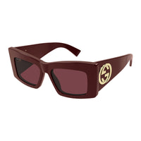 Gucci Sunglasses Square Full Rim, Shiny Black Frame and Grey Lens GG1842S001