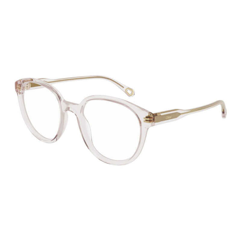 Chloe Eyeglasses Square Full Rim, Shiny Pink Frame and Clear Demo Lenses Lens CH0127O004