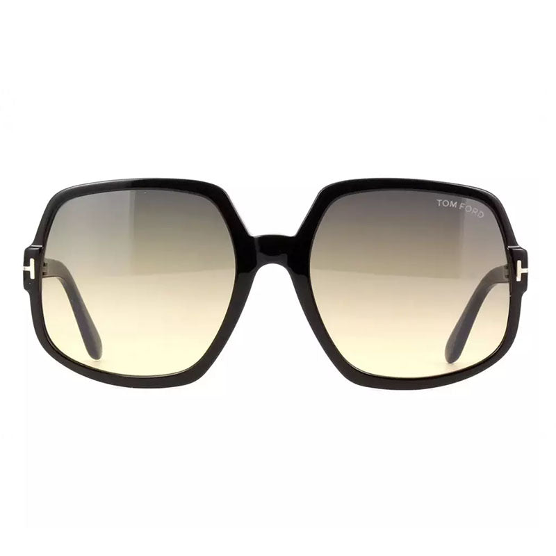Tom Ford Sunglasses Square Full Rim, Shiny Black Frame and Gradient Smoke Lens FT099201B