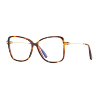 Tom Ford Eyeglasses Butterfly Full Rim, Shiny Black Frame and Clear Blue Light Block Lens FT5953-B001