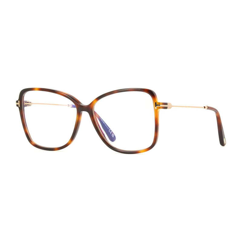 Tom Ford Eyeglasses Butterfly Full Rim, Shiny Black Frame and Clear Blue Light Block Lens FT5953-B001