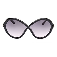 Tom Ford Sunglasses Geometric Full Rim, Shiny Black Frame and Gradient Smoke Lens FT107001B