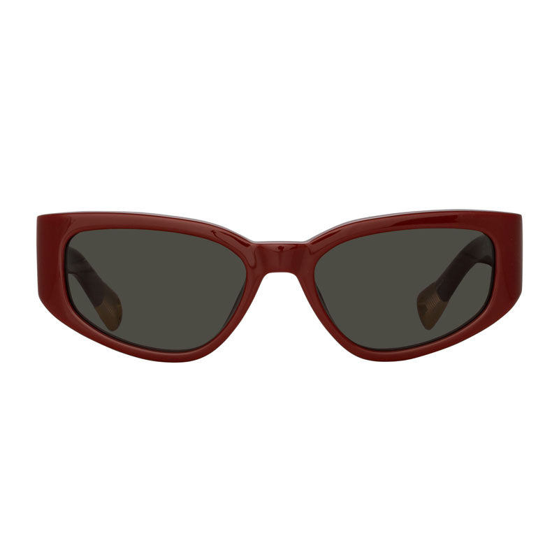 Jacquemus Sunglasses Cat Eye Full Rim, Burgundy Frame and Grey Lens JAC/5C3