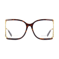 Gucci Eyeglasses Butterfly Full Rim, Black/Gold Frame and Clear Demo Lenses Lens GG0592O001