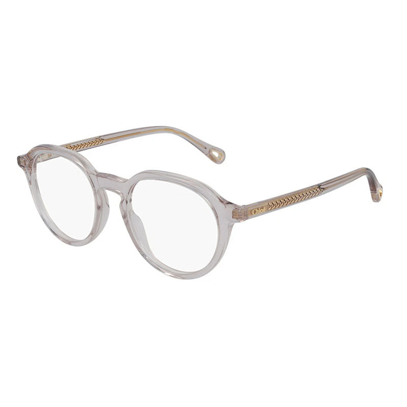 Chloe Eyeglasses Square Full Rim, Transparent Pink Frame and Clear Demo Lens Lens CH0012O006