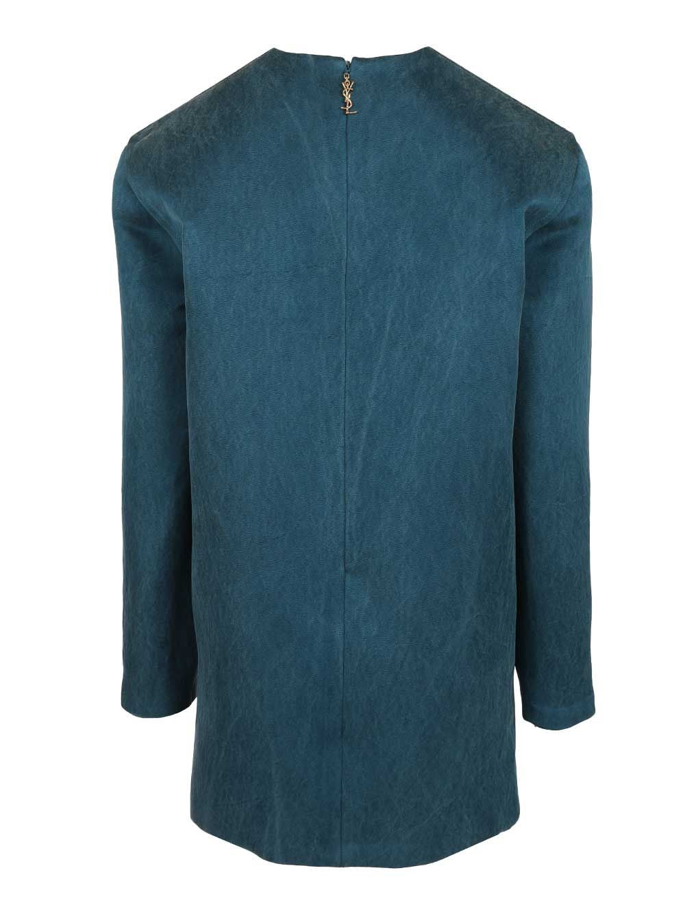 Saint Laurent Women Stonewashed Silk Satin Boxy Dress