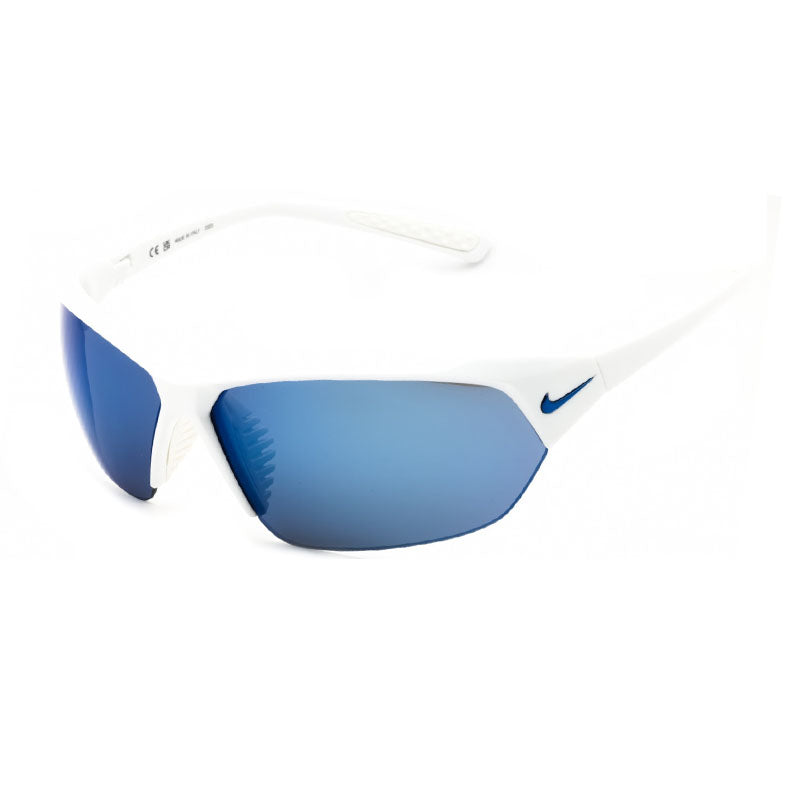 Nike Sunglasses Shield Semi Rim, White/Grey Frame and Blue Mirror Lens NIKESKYLONACEMIEV1125104