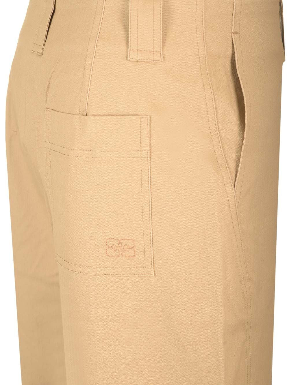 Ganni Women Cotton Canvas Cargo Trousers