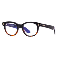 Tom Ford Eyeglasses Square Full Rim, Shiny Black Frame and Clear Blue Light Block Lens FT5807-B001