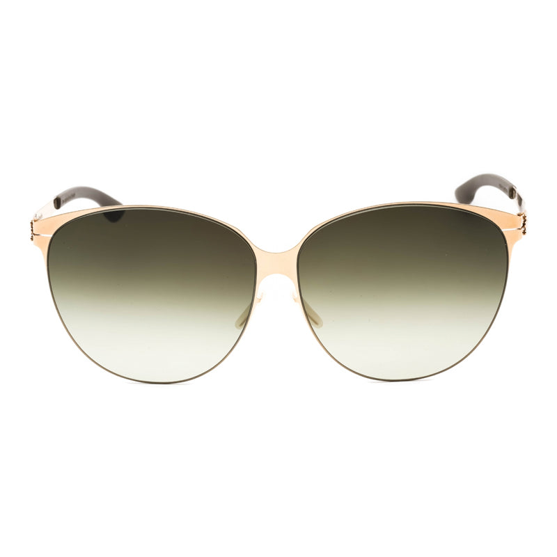 IC! Berlin Sunglasses Round Full Rim, Rose-Gold Warm Grey Frame and Green Gradient Brown Lens SWINGM1397032