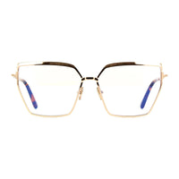 Tom Ford Eyeglasses Butterfly Full Rim, Shiny Palladium Frame and Clear Blue Light Block Lens FT5946-B016