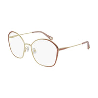 Chloe Chloe Eyeglasses Butterfly Full Rim, Pink/Gold Frame and Clear Demo Lenses Lens CH0017O006