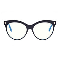 Tom Ford Eyeglasses Cat Eye Full Rim, Shiny Black Frame and Clear Blue Light Block Lens Lens FT5827-B001