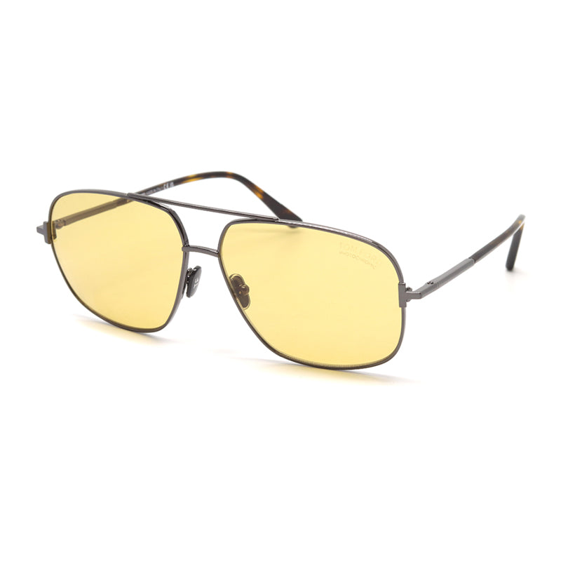 Tom Ford Tom Ford Sunglasses Aviator Full Rim, Shiny Gunmetal Frame and Brown Lens FT109608E