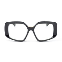 Max Mara Max Mara Eyeglasses Geometric Full Rim, Shiny Black Frame and Clear/Blue-light Block Lenses Lens MM5131-B001