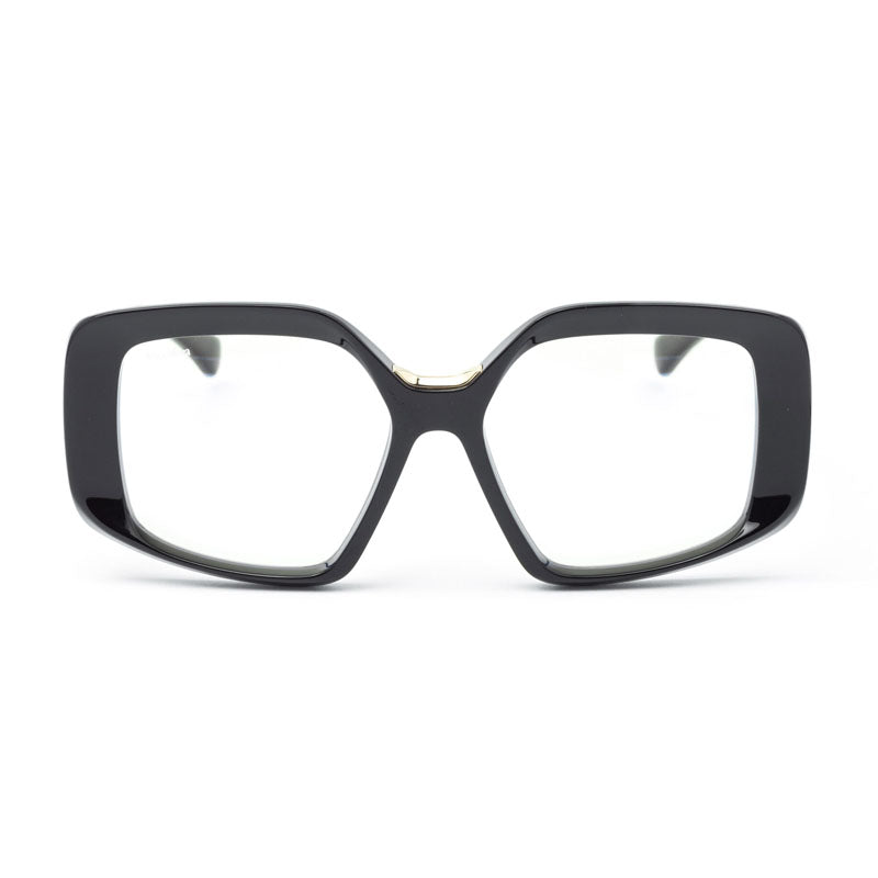 Max Mara Max Mara Eyeglasses Geometric Full Rim, Shiny Black Frame and Clear/Blue-light Block Lenses Lens MM5131-B001