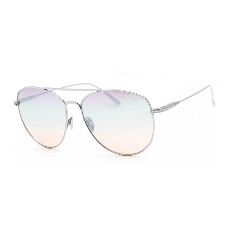Tom Ford Tom Ford Sunglasses Aviator Full Rim, Shiny Palladium Frame and Purple Gradient Mirror Lens FT078416Z