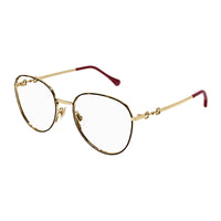 Gucci Gucci Eyeglasses Square Full Rim, Havana/Gold Frame and Clear Demo Lenses Lens GG0880O002