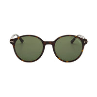 Tom Ford Tom Ford Sunglasses Round Full Rim, Dark Havana Frame and Green Lens FT118452N