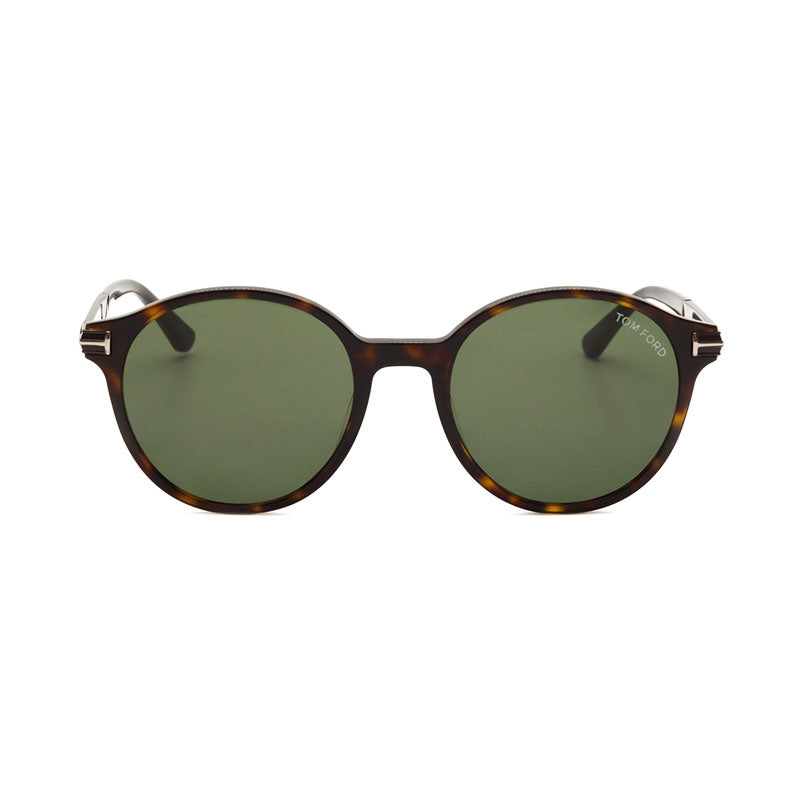Tom Ford Tom Ford Sunglasses Round Full Rim, Dark Havana Frame and Green Lens FT118452N